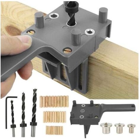 41Pcs Gabarit de Percage Tourillon Guide de Perçage Chevilles Bois avec Butée Parallèle Kit de Gabarit de Goujonnage avec Centreur Tourillon 6 mm/8 mm /10mm pour Goujon en Bois à Main (1/4)
