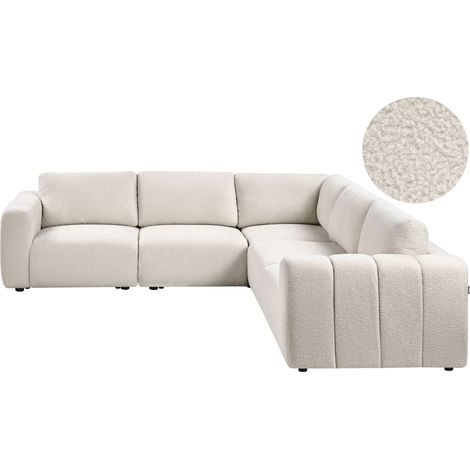 Modul Ecksofa 5-Sitzer KIVVIK Bouclé Cremeweiß linksseitig (1/5)