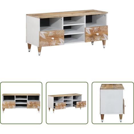 vidaXL Mango Holz - TV-Schrank 100x33,5x46 cm Massivholz Mango (1/5)