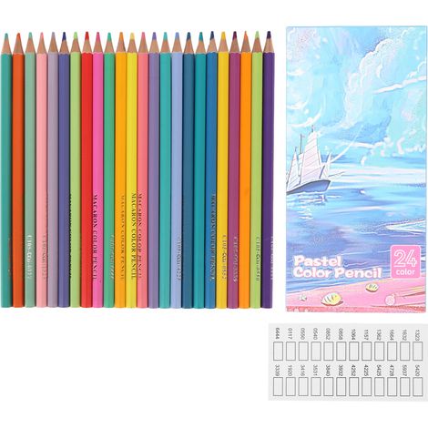24 crayons de couleur assortis prétaillés, vif éclat lissant, idéaux pour coloriage peinture dessin (1/5)