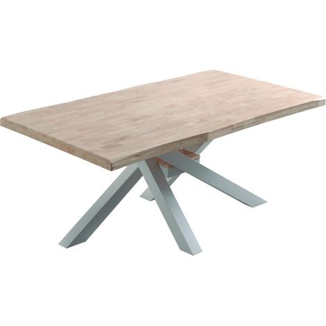 Home Heavenly® - Mesa comedor industrial GAEL, madera de roble y patas metal cruzadas. 180 x 100 cm Color: Roble Nordish - Blanco (1/5)