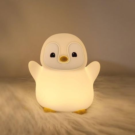 Veilleuse pingouin en silicone douce et originale, idéale pour les chambres d'enfants, veilleuse rechargeable pour la chambre de bébé, 2 modes d'éclairage, parfaite pour décorer la chambre des bébés a (1/5)