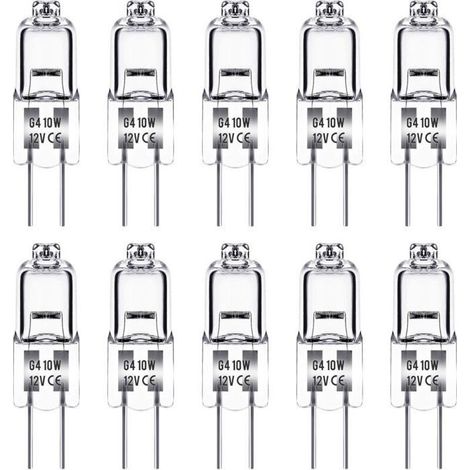 Ampoule spécifique, Ampoule G4 12V 10W,Lampe à Capsule Transparente lot de 10 (1/4)
