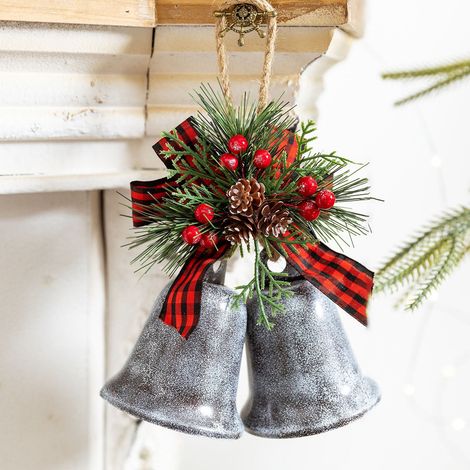 Cloche De Noël En Fer Forgé - 20 X 16 X 8 Cm - Pour Arbre De Noël Guirlande Cheminée Centre De Table - Lot De 1 (1/5)