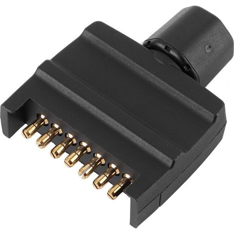 Adaptateur de connecteur de prise de remorque mâle plat à 7 broches, noir pour véhicule utilitaire, camping-car, voiture, bateau (1/5)