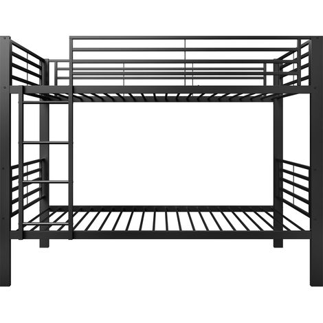 Metall-Etagenbett 90x200 cm schwarz, in 2 Einzelbetten teilbar, Leiter links/rechts montierbar (1/5)