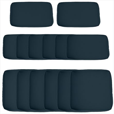 Housse de coussin extérieur bleu en polyester 65 x 8 x 65 cm (1/5)