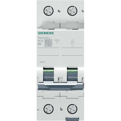 Siemens Interruptor automático 400V 6kA, 2 polos, B, 6A, 5SL62066