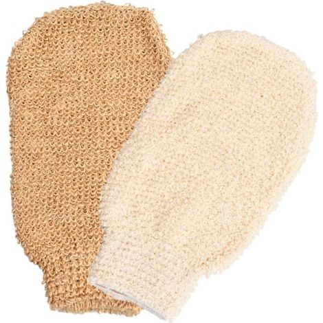 Gants Exfoliants - Ehuihuan - Lin - Douce Exfoliation - Lavables - Couleurs Abricot et Kaki (1/4)