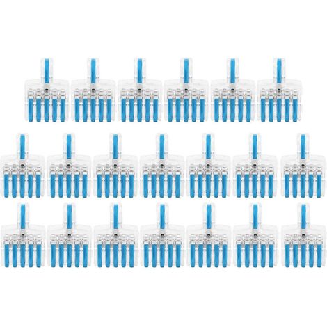 20 connecteurs rapides pour fils, bornier SPL, séparateur de fils conducteurs en cuivre en forme de T 5 en 1 (bleu) (1/4)