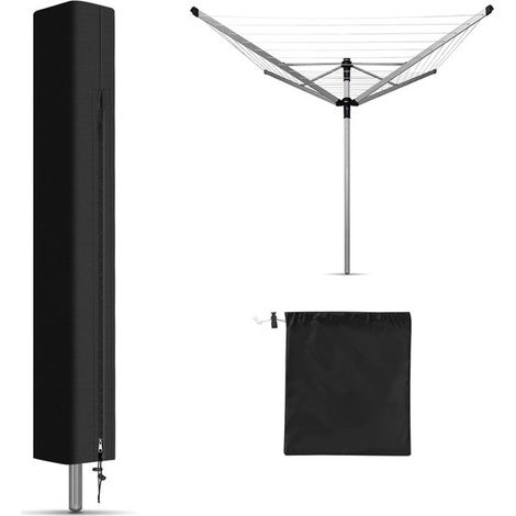 Funda secadora, 180x16x16 cm, Tejido Oxford 210D, universal secadora, resistente tendedero giratorio, Impermeable resistente rayos lluvia, Negro (1/5)