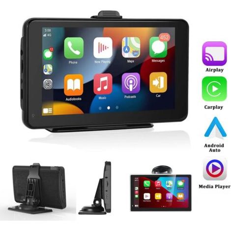 MONITOR AUTO CARPLAY ANDROID AUTO PORTATILE BT AUX NAVIGATORE USB WIRELESS TOUCH - DISCORAMA® (1/5)