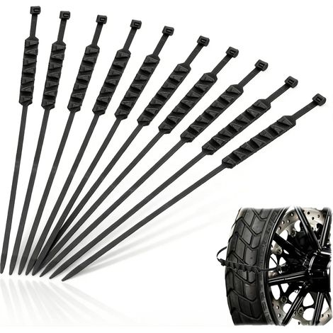 Chaînes à neige pour vélo, Chaînes antidérapantes réutilisables et réglables pour vélos en hiver, Lot de 10, Noir, pour une conduite sécurisée sur neige et verglas glissants (1/5)