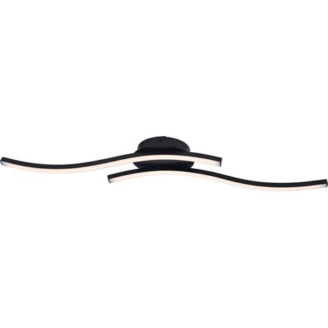 Plafonnier LED Applique Murale Design Vague Métal Noir Mat 65 cm - PANGIVO (1/5)