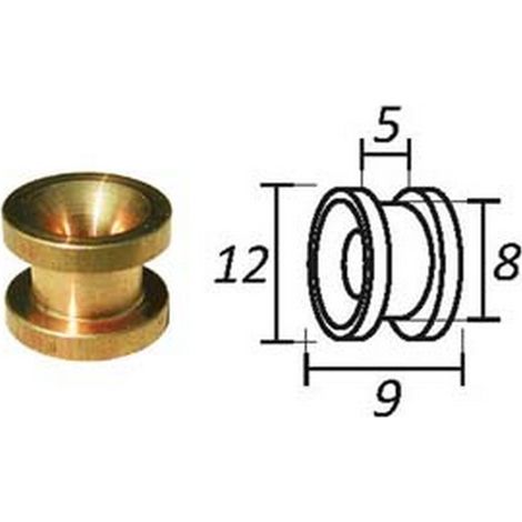 10PZ PASSAFILO IN OTTONE PER TESTINE CON SEDE  - ø mm.9, ø esterno mm.12