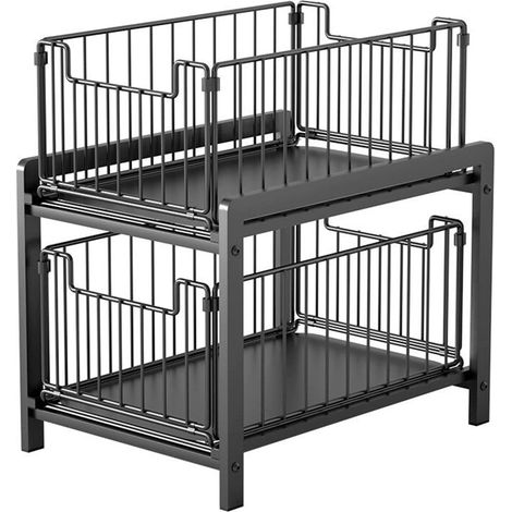 rangement sous évier acier 2 paniers extensible 26x37x38.5 cm cuisine (1/5)