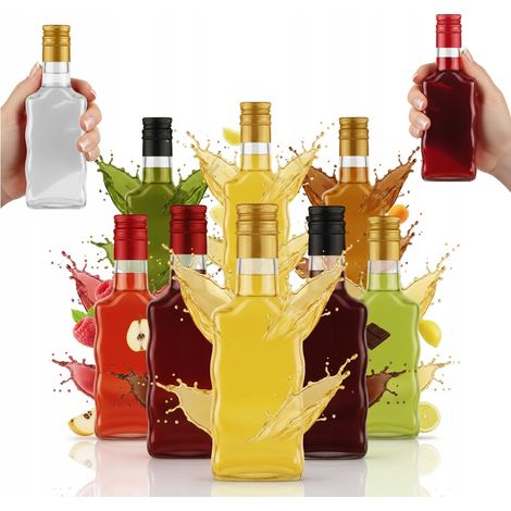 10 Glasflaschen Wave 200 ml für Liköre, Wein, Säfte, Geschenkset mit 10 Stück. (1/5)