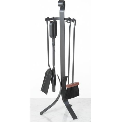 Juego de Accesorios para Chimenea de Hierro Forjado 70 cm antracita  Utensilios para Limpieza de Estufas y Chimeneas (1/5)