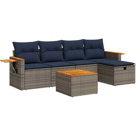 Maison Exclusive - 6-tlg. Garten-Sofagarnitur mit Kissen Grau Pol (1/5)