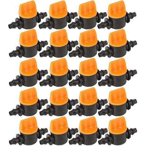 Lot de 40 vannes pour tubes d'irrigation, vannes d'irrigation goutte à goutte à embout cannelé 4/7, vannes d'arrêt pour tubes d'irrigation. (1/5)