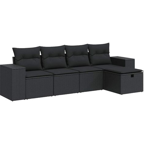 Maison Exclusive - Set Divani da Giardino 5 pz con Cuscini in Polyrattan Nero (1/5)