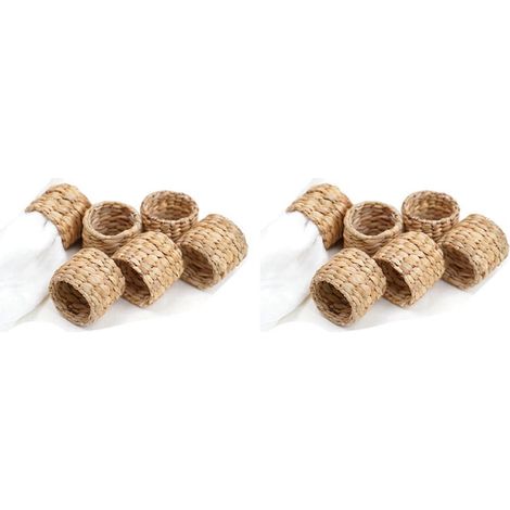 Lot de 12 ronds de serviette en jacinthe d'eau - Pour fêtes et décoration de table (1/5)