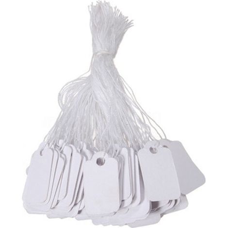 Étiquettes cadeaux, étiquettes en papier blanc avec ficelle, 100 pièces (1/5)