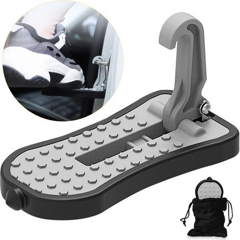 Pédale de Porte d'automobile, Pédale de Porte d'automobile Clou de Pied u Pédale de Pédale de Crochet de Loquet de Porte de Voiture, avec Pédale Auxiliaire avec Safety Hammer (16cm, Argent) (1/5)