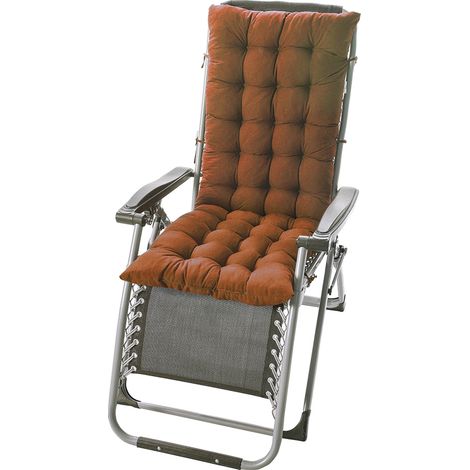 Coussin pour fauteuil inclinable Polyester imperméable UV résistant 125x48x8cm Marron clair avec sangles de fixation (1/4)