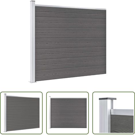 vidaXL Clôture en WPC - Panneau de clôture WPC 175x146 cm Gris (1/5)