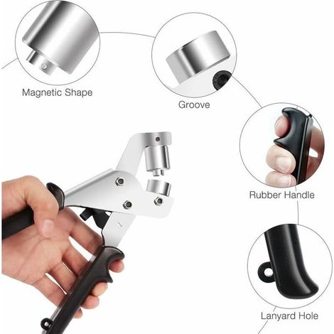 Tragbare Ösenzange, rutschfestes Metallösen-Set, 100-teiliges Ösenzangen-Set für Planen, ideal für Stoffe, Planen und Sonnensegel - (1/5)