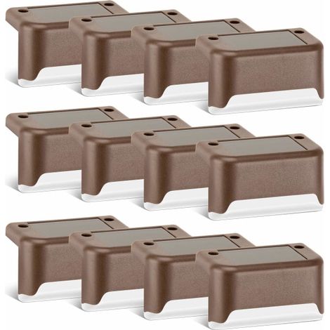Lot de 12 lampes solaires de terrasse - Finition bronze - Étanche (1/5)