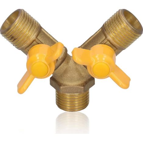 Vanne à 3 Voies G 1/2 Raccord Y Laiton, Vanne de Contrôle pour Gaz avec Robinet Diviseur