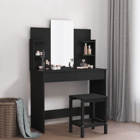 Schminktisch mit Spiegel Schwarz 96x39x142 cm (1/5)