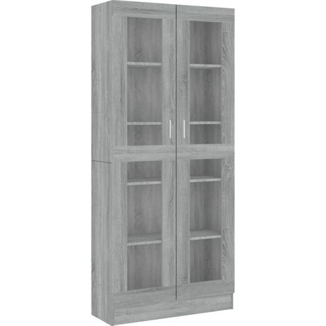 vidaXL Mobile Vetrina Grigio Sonoma 82,5x30,5x185 Legno Multistrato