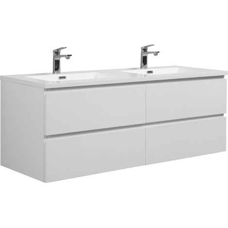 Badezimmer Badmöbel-Set Angela 140cm - Hochglanz Weiß - Untersch (1/5)