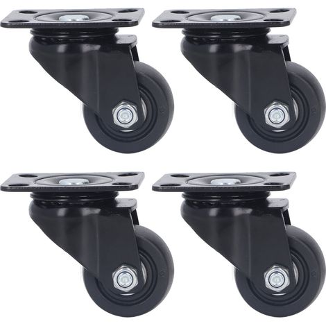 Kit de 4 roues pivotantes en nylon, 2 pouces, double roulement, capacité 300kg pour chariot ou diable (1/5)