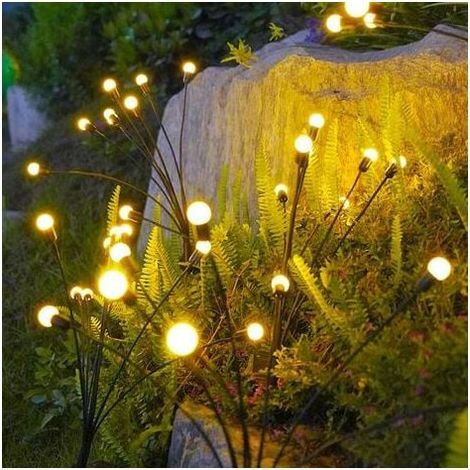 Lumière LED solaire en forme de luciole étanche décoration de jardin extérieur lumière de paysage décorative, lumière de couleur chaude, 6 lumières (1/5)