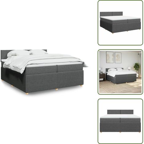 Sommier à lattes de lit avec matelas Gris foncé 200x200cm Tissu - Sommier À Lattes De Lit - Sommiers À Lattes De Lit - Lit - Meuble De Chambre À Coucher (1/5)