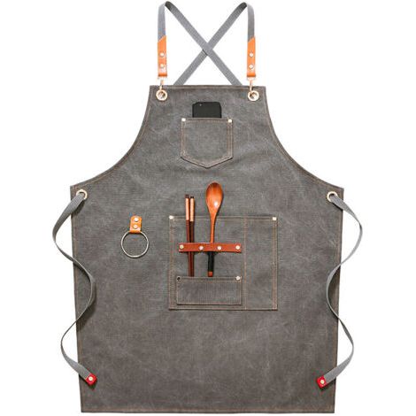 (Grey) High-Quality Cowboy Apron with Pockets for Hairdressers, Painters, Gardeners, Hair Stylists for Women and Men