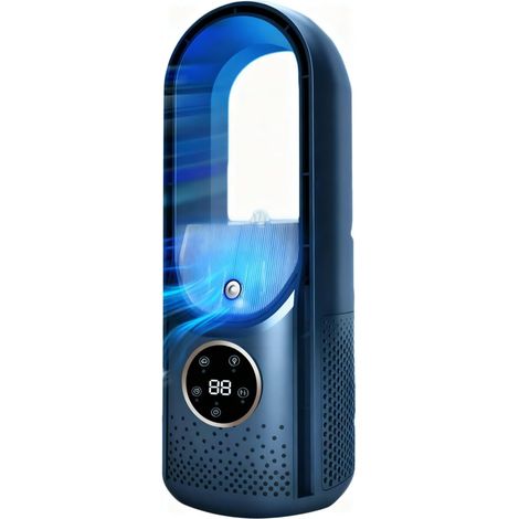 Aire acondicionado evaporativo portátil silencioso 2026: ventilador sin aspas, 300 ml, 6 velocidades, enfriador de aire USB para el hogar, la oficina y el camping (azul). (1/5)