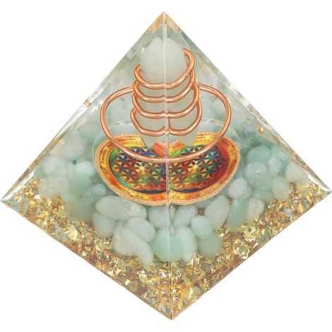 Pyramide d'orgonite, générateur d'énergie cristalline, 6 cm, pierre, cuivre, pyramide artisanale, décoration pour la méditation et l'énergie positive (1/5)