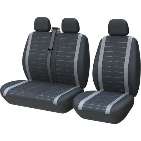 Housse de siège de voiture Universel 1+2 (3 places) - Gris - Polyester 3 mm - Compatible airbag (1/5)