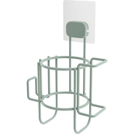 Porte sèche-cheveux mural auto-adhésif vert - COMPACTOR - 16.8 x 12.2 x H.26 CM - Vert pastel (1/5)