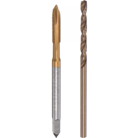 M3 x 0.5 Taraud Spirale Point Filetage et 2.5mm Foret Ensemble Métrique Titane Plaqué Cobalt Haute Vitesse Acier Machine Vis Filetage Robinet Enfilage Outil (1/5)