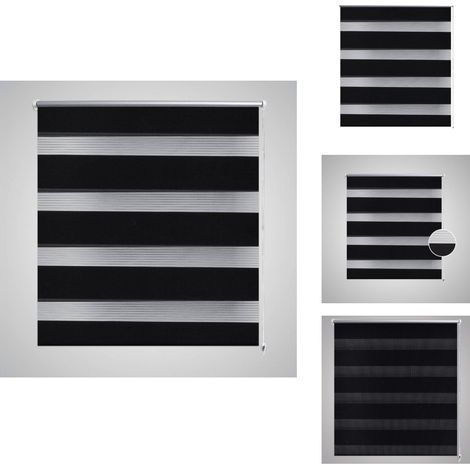 Doppelrollo 40 x 100 cm schwarz - Doppelrollo - Fensterdekoration - LichtundSichtschutz - Raffstore - Zebrastreifen (1/5)