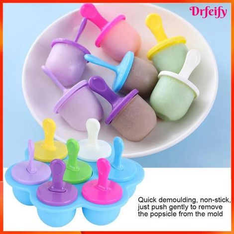 Moule à crème glacée - - 7 trous - Silicone alimentaire - Réutilisable - Sans BPA (1/5)