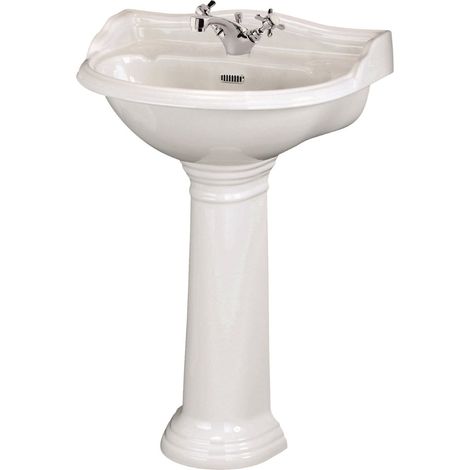 Hudson Reed Ryther Basin and Full Pedestal 600mm Wide - 1 Tap Hole (1/2)