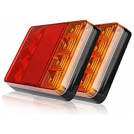 Lot de 2 feux arrière de remorque, 8 LED pour voiture, camion, feux arrière, feux d'avertissement étanches, feux arrière pour remorque, camion, bateau, DC 24 V (1/5)