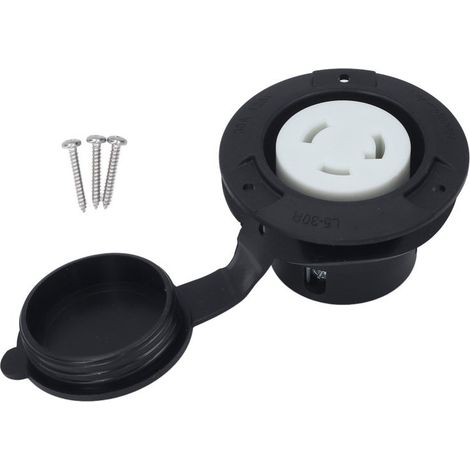 Prise à bride 30 A 125 V NEMA L5-30R verrouillable pour alimentation de VR, prise électrique bipolaire à 3 fils avec capuchon étanche (1/5)